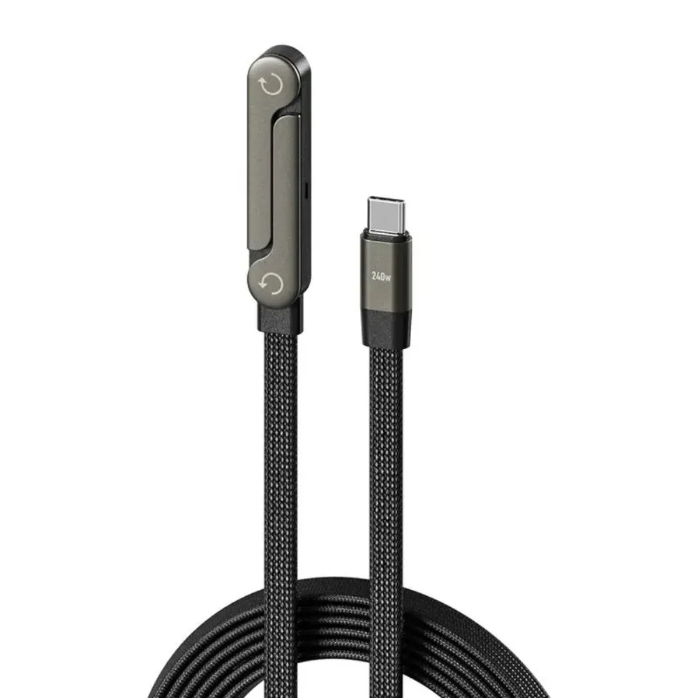 

Creative 240w Cable Charger with Built-in Phone Stand 2-in-1 Fast Charging Cord Sideways Phone Charger for Smartphones Tablets