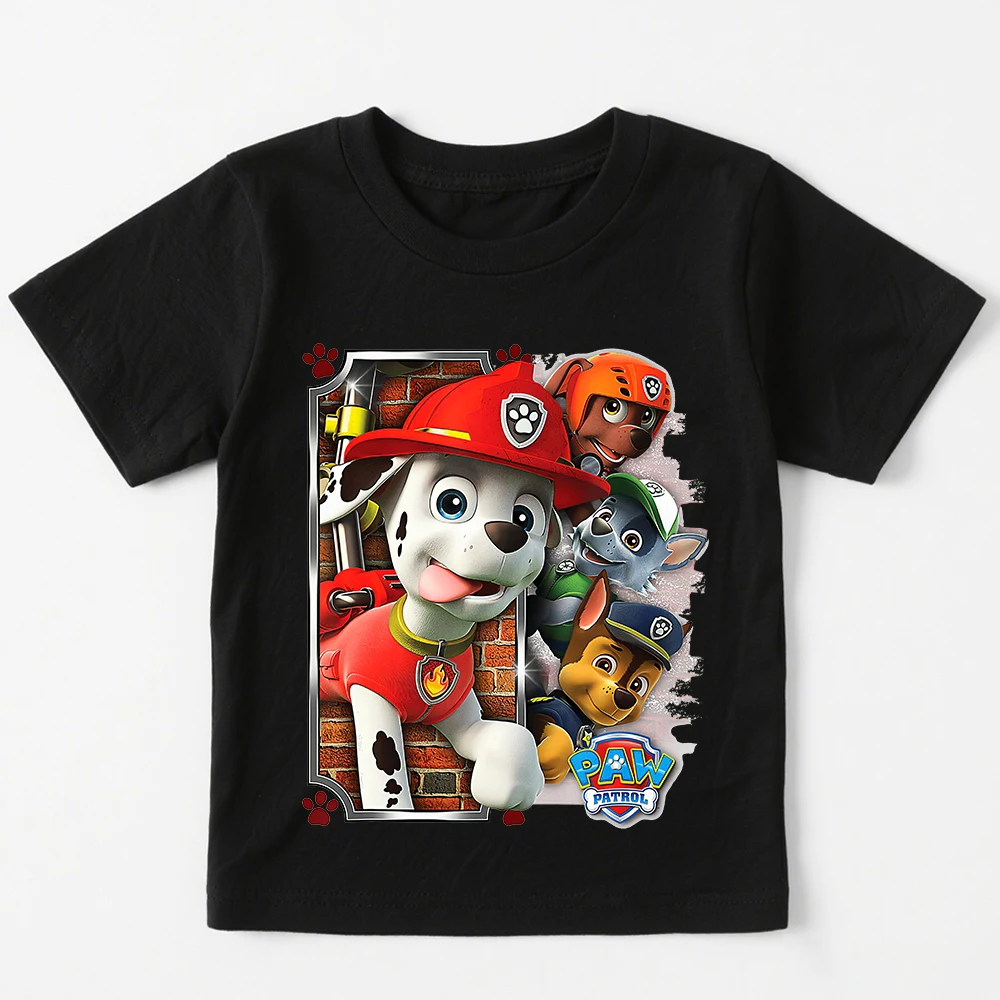 

Детская футболка с рисунком «Щенячий патруль», хлопковая повседневная футболка с короткими рукавами, летняя одежда для мальчиков и девочек, одежда для малышей