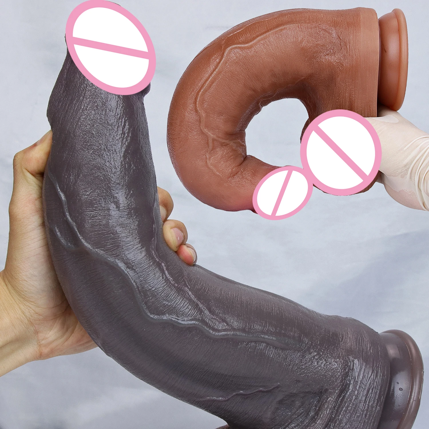 Huge Realistic Black Big Long Dildo Soft Silicone Vaginal Masturbators Penis Erotic Toy for Women Suction Cup Thick Glans Dick