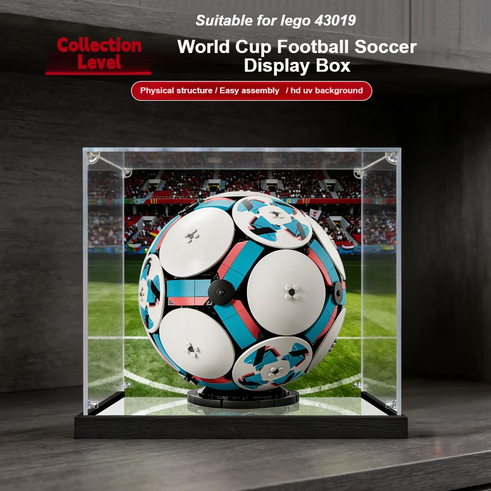 3mm Dustproof Display Box for lego 43019 Football Soccer Ball Model Display Case Storage Box Organizer(Lego Set not Included)