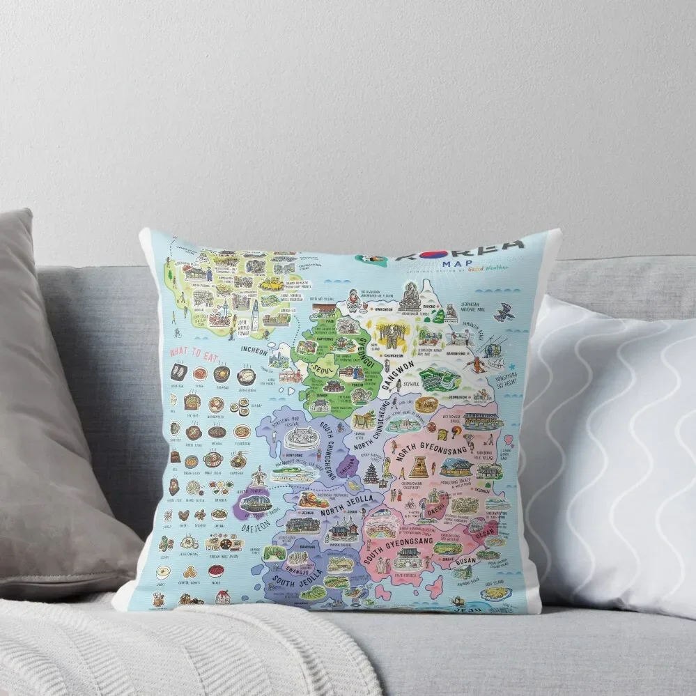 

South Korea Map Throw Pillow Throw Pillow Covers sleeping pillows pillow