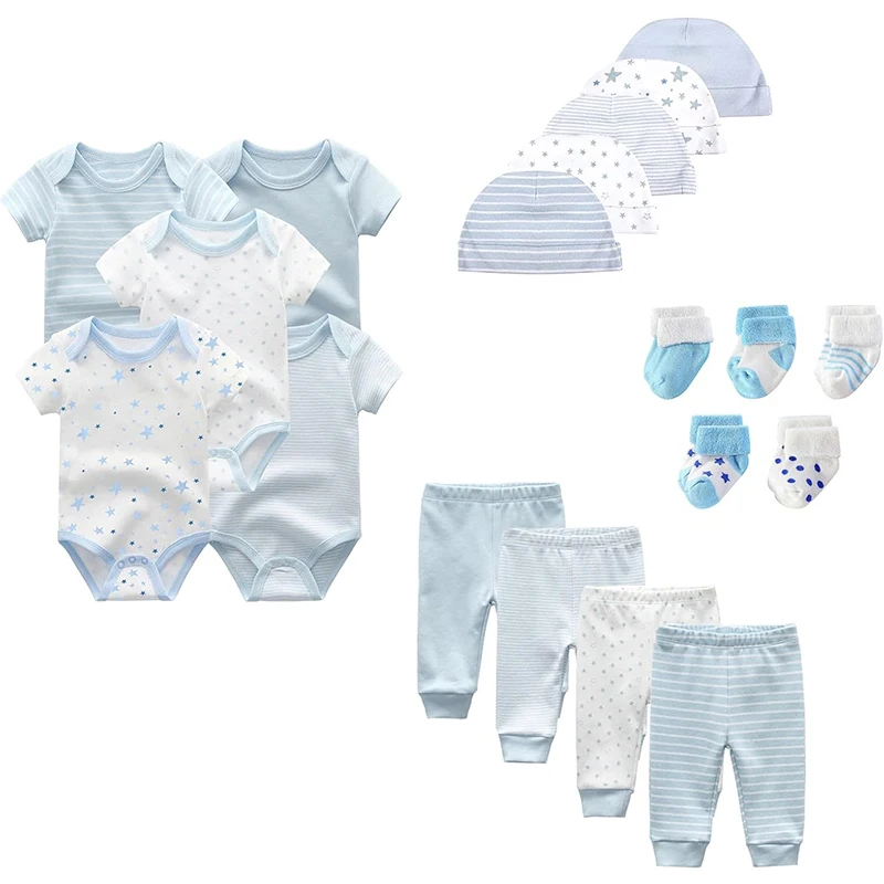 Unisex Baby Boy Girl Layette Sets Bodysuits Pants And Accessories 19 Packs Comfort Infant Outfit New Born Essentials