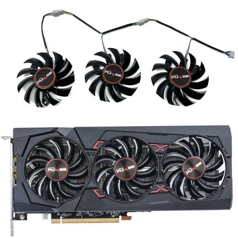 新1セット75ミリメートル4PIN FDC10H12D9-Cパルスpro rx 5600 xt 6ギガバイトのgpuファン、サファイアパルスradeon rx 5600 xt 6グラムビデオカード冷却ファン