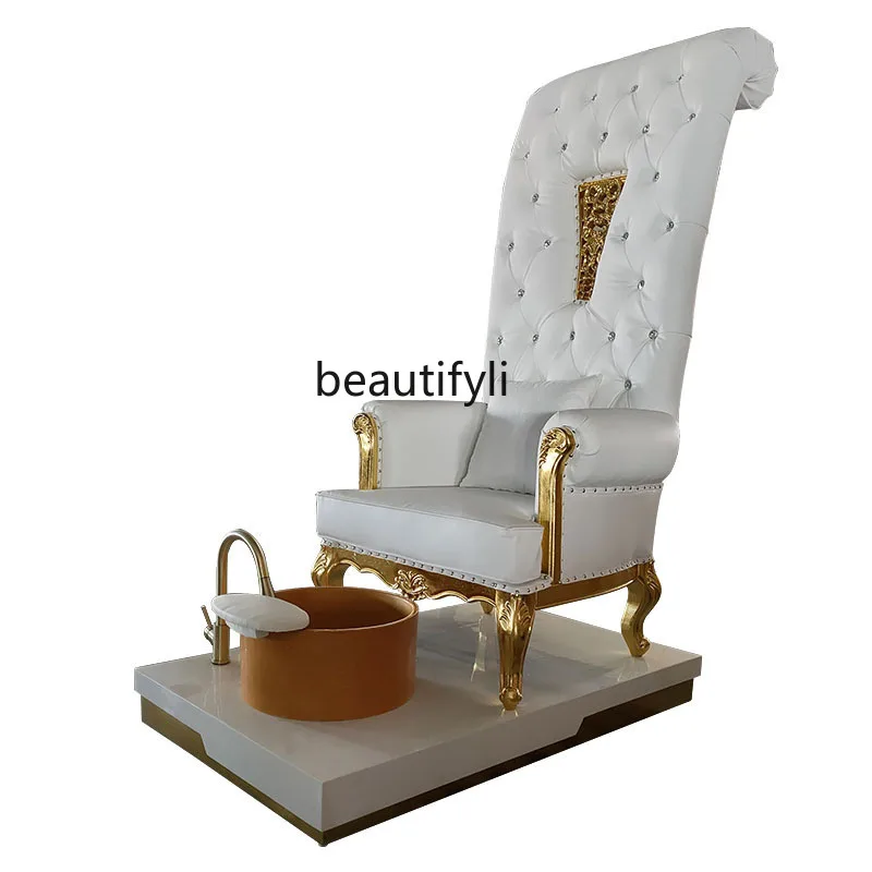 Manicure Pedicure Chair Golden High Back Queen Chair Nail Shop Single Foot Bath Couch