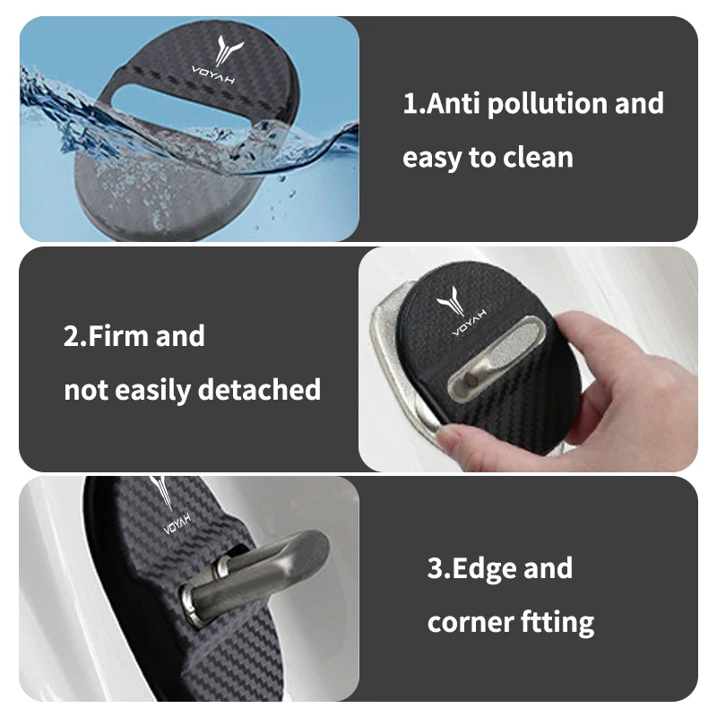 4 قطعة قفل باب السيارة الغطاء الواقي وسادة بلاستيكية مكافحة الصدأ كم اكسسوارات ل Voyah الحرة SUV I-لاند حالم 2021 2022 #3