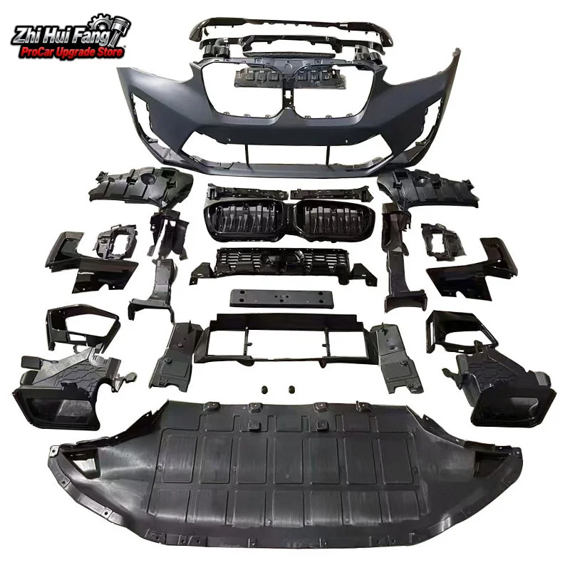 

Подходит для BMW X4 G02, поздняя модель 22, F98 X4M, передний и задний бампер в сборе, четыре насадки на выхлопную систему, большой объем