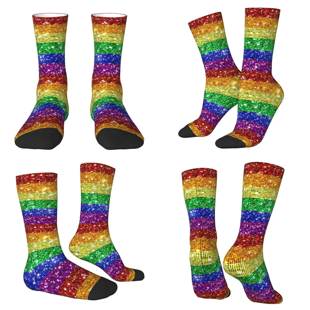 

Искусственный блестящий флаг гордости ЛГБТ, носки для геев и лесбиянок, супер мягкие чулки, аксессуары, длинные носки для унисекс, подарок на день рождения