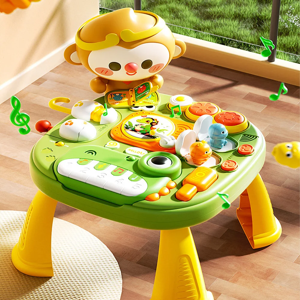 Baby Activity Table Center Toys Dinosaur Musical Learning Table With Lights Sound Early Learning Sensory Toys Gifts For Boy Girl