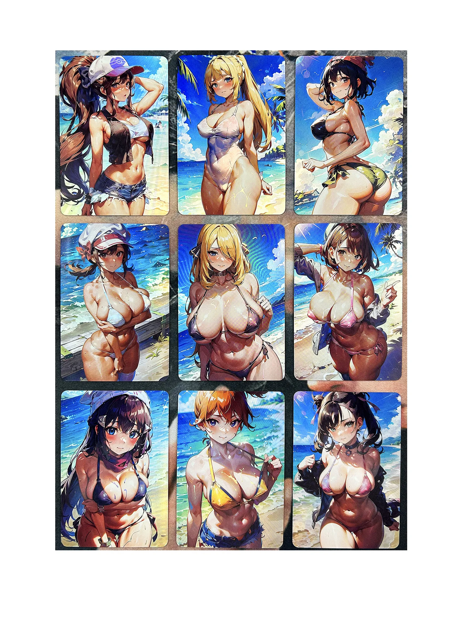 9pcs/set ACG Beauty Swimsuit Bikini Refraction Sexy Girls Toys Hobbies Hobby Collectibles Anime Game Collection Cards