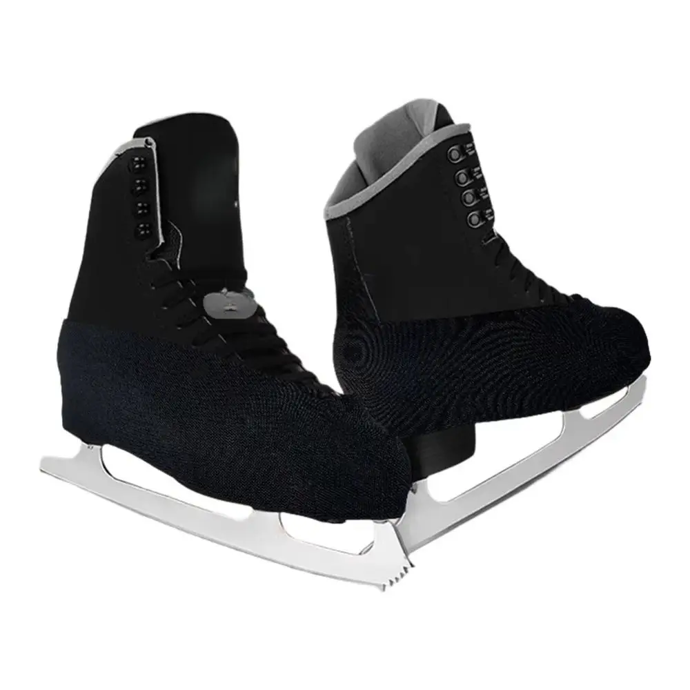 Weiche, elastische Eislauf-Schuhüberzüge aus Stretch-Gewebe, kratzfeste Eiskunstlauf-Stiefelschoner, staubdicht, Schwarz-Weiß – Detail 8