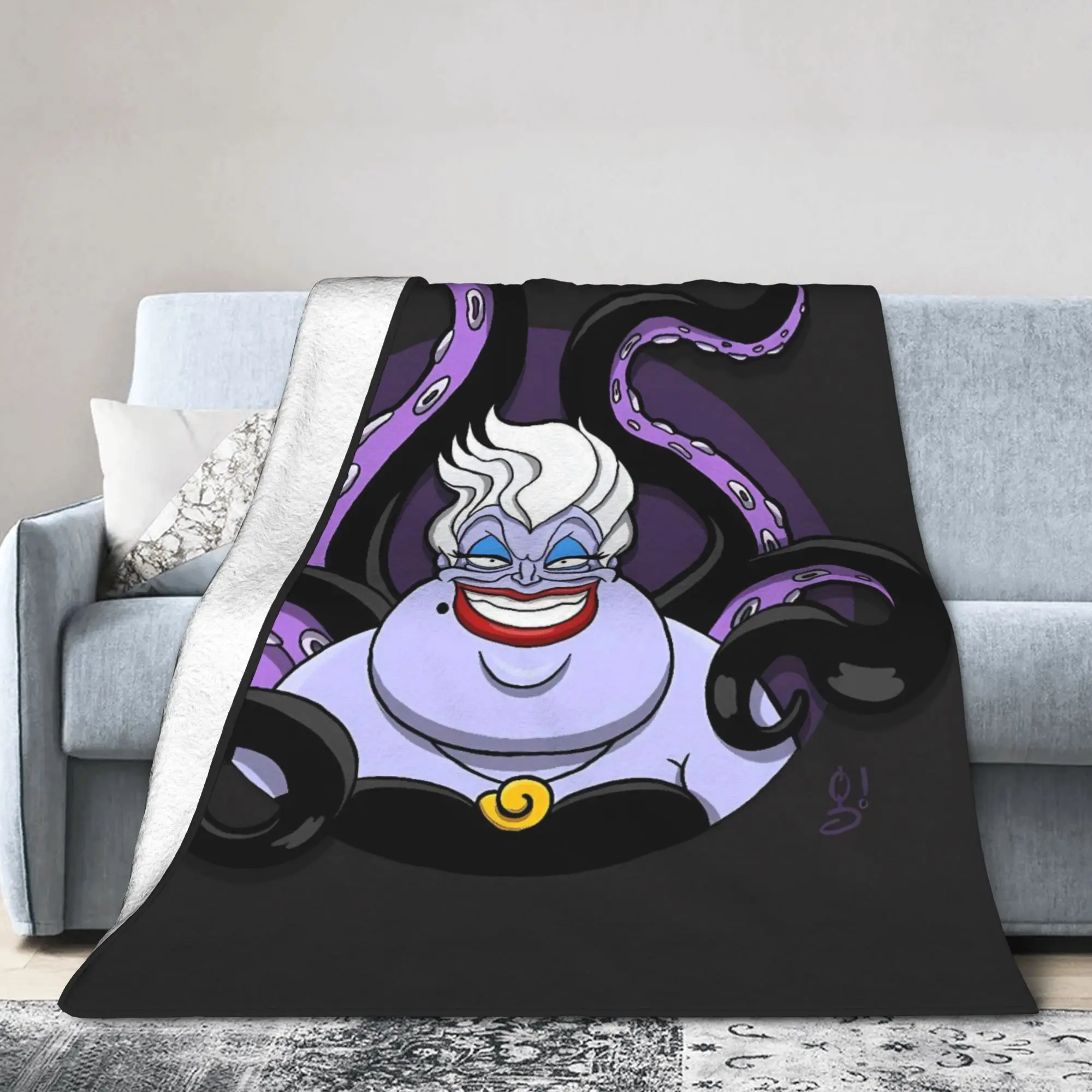 

Sea Witch Ursula Flannel Blanket Winter The Little Mermaid Soft Warm Throw Blanket for Girls Couch Bed Comfortable Bedspread