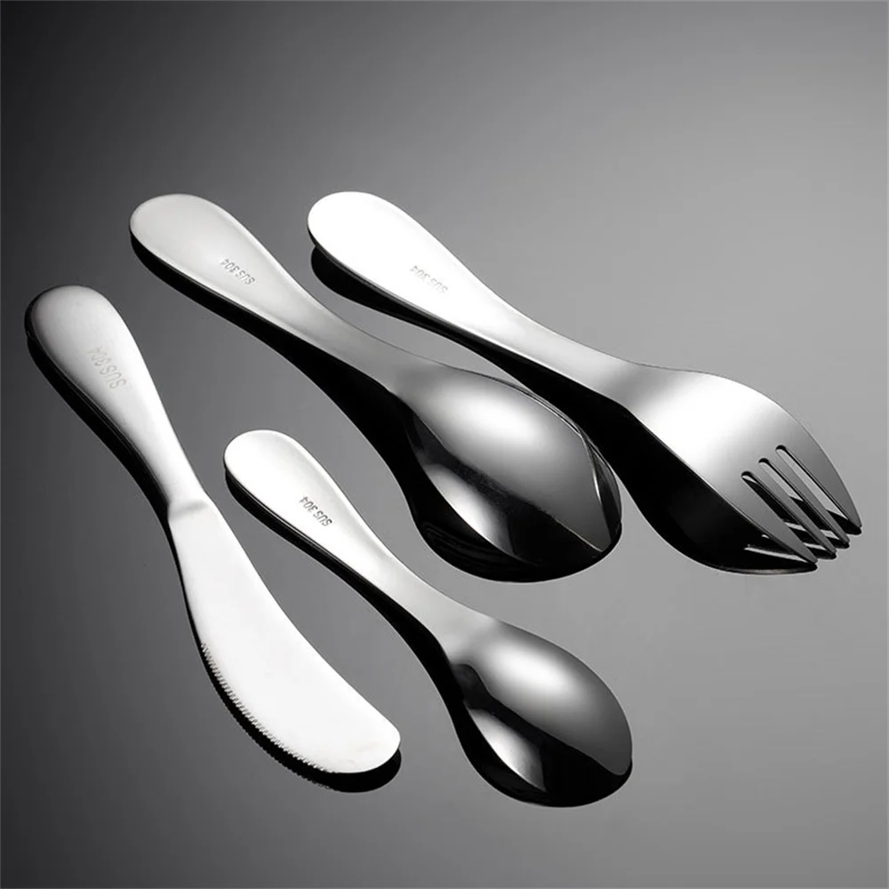 Kids Cutlery Cartoon Pattern Carving 304 Stainless Steel Tableware Spoon Fork Knife Set Baby Flatware Feeding Kitchen Supplies