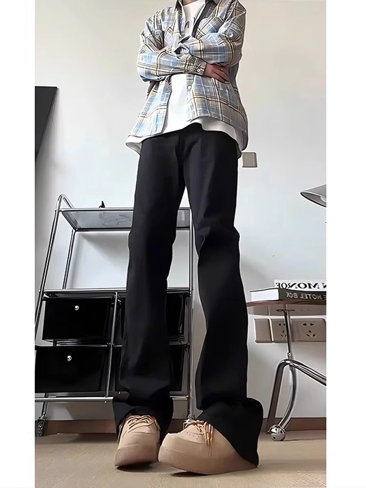 

American High Street Bla Bell Bot Jeans Slim Fit Lengthened Tall Men's Cleanfit Stretchy Wide Leg Pants Youth Trendy