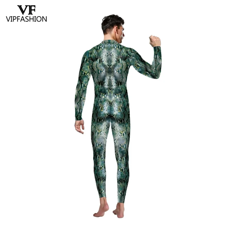 VIP Mode Erwachsene sexy Männer Halloween Kostüme Schlange 3D-Druck Tier Party Zentai Catsuit Muskel Cosplay Bodysuit Overall