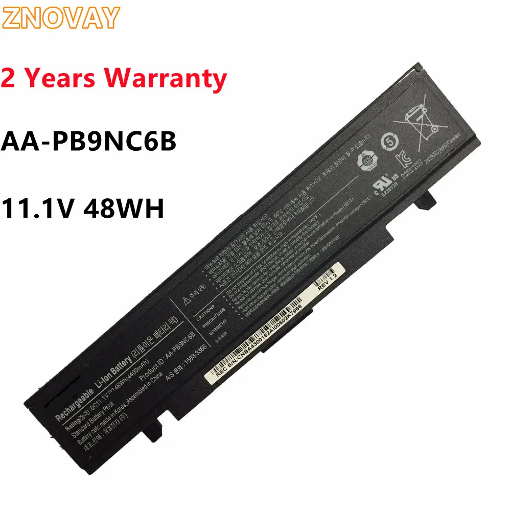 

ZNOVAY Laptop Battery For SamSung AA-PB9NC6B AA-PB9NS6B AA-PB9NC6W R467 R428 R429 R468 NP300 NP350 RV410 RV509 R530 48WH/4400mAh