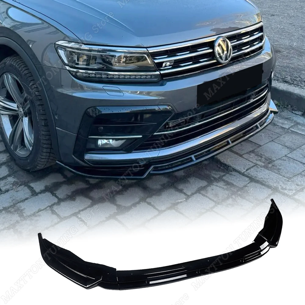 For Volkswagen Tiguan MK2 R Line 2017 2018 2019 2020 3PCS Front Bumper Diffuser Lip Splitter Spoiler Protector Car Accessories