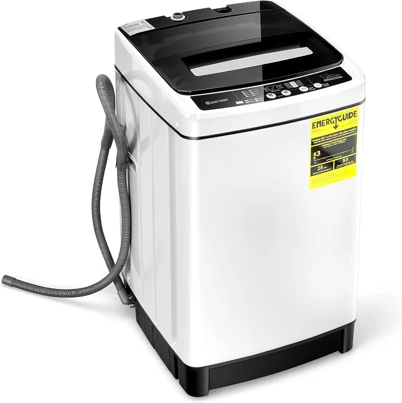 

Portable Washing Machine, 11Lbs Capacity Full-automatic Washer with 8 Wash Programs, LED Display, 10 Water Levels