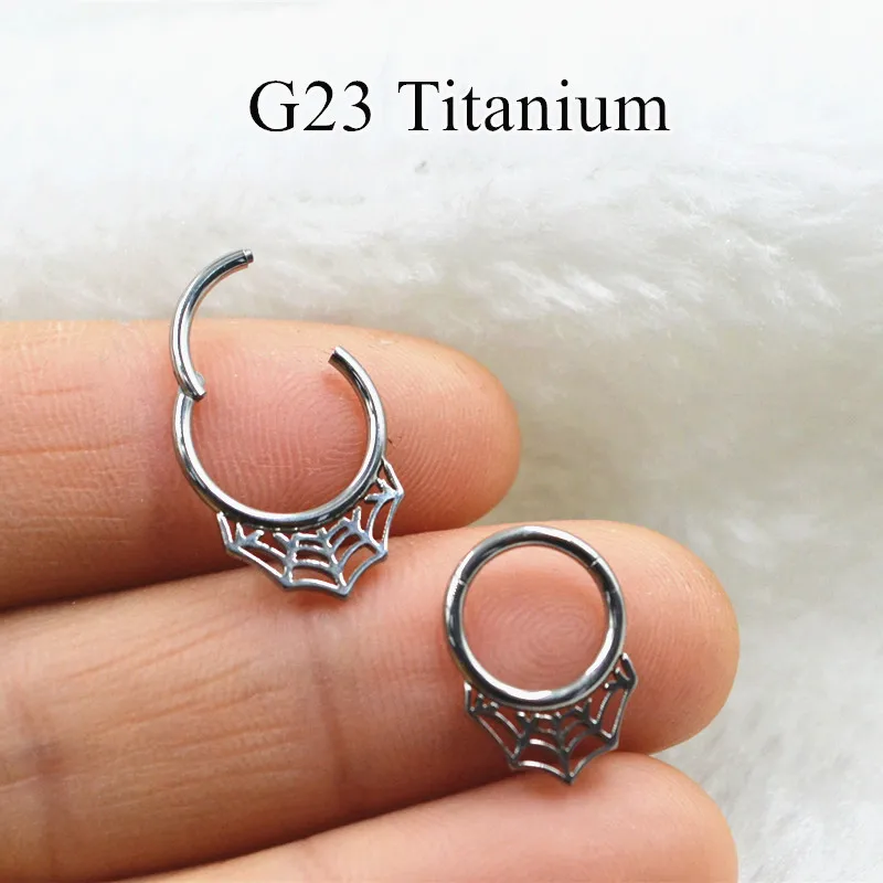 20pcs Body Jewelry Piercing -G23 Titanium Spider Shape Ear Helix Daith Cartilage Tragus Upper Earring Nose Clicker Septum Ring