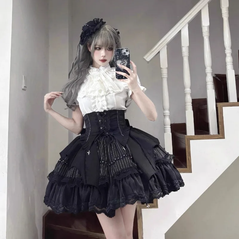 المرأة Presell Y2K لوليتا تأثيري فستان الأميرة اليابانية الفيكتوري القوطية هيكل السمكة حزام تنورة مجموعة مساء حفلة فستان حلو