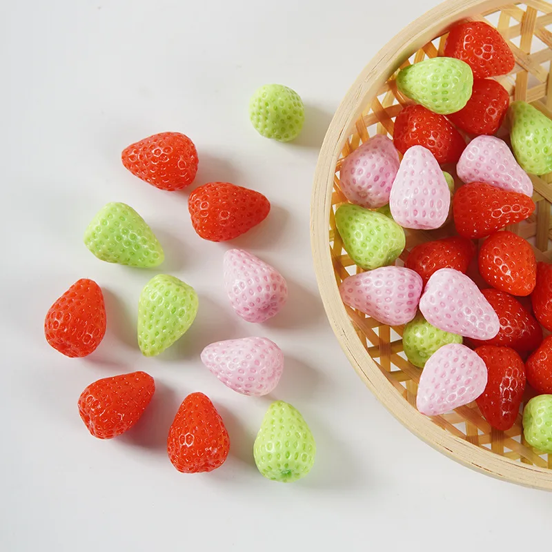 10PCS Simulated Strawberry Fake Fruit Model Mini Simulated Fruit Pendant DIY Simulated Cream Cake Fruit Accessories