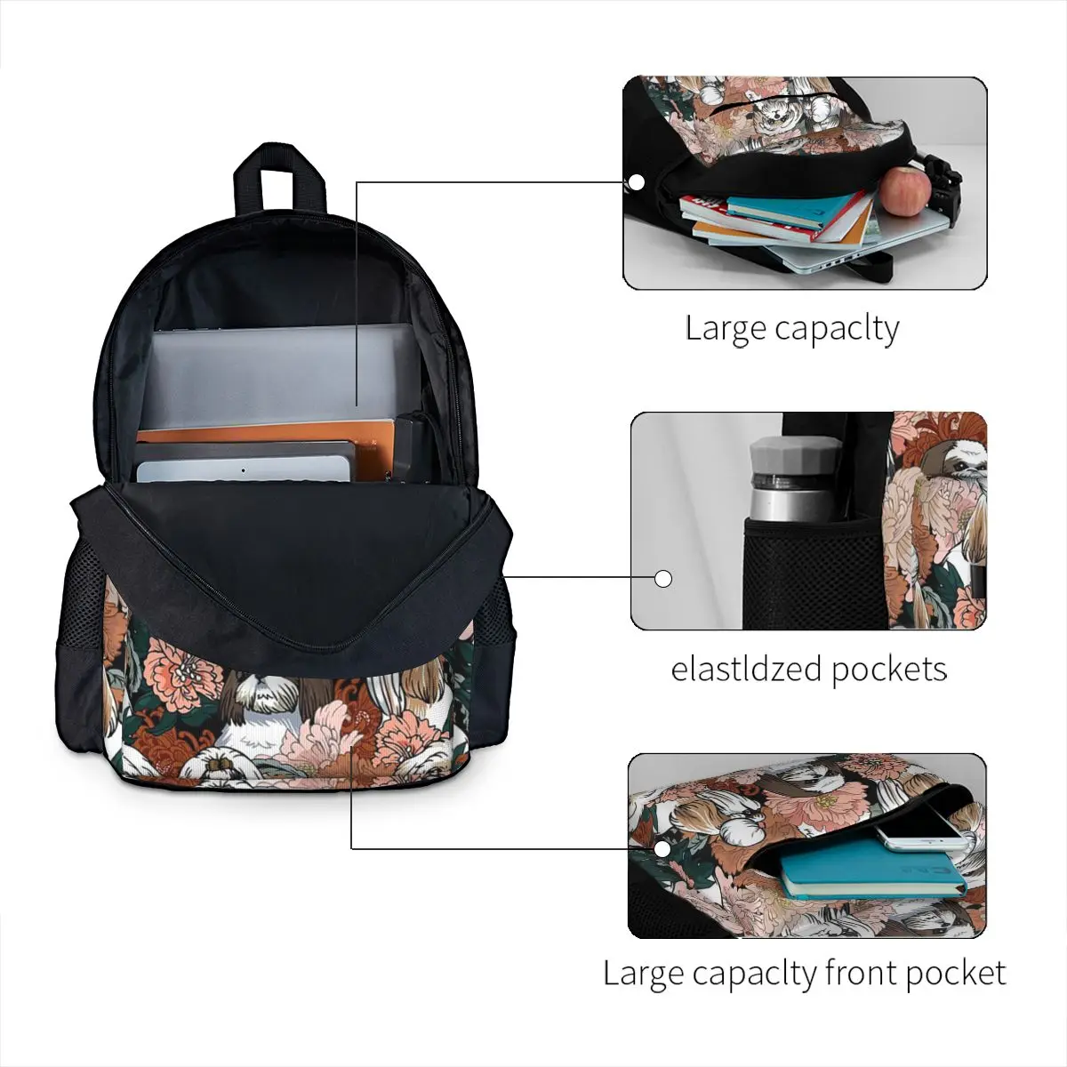 Sacs à dos Shih Tzu Crest pour les amoureux des chiens, cartable pour garçons et filles, sacs d'école pour enfants, sac à dos de dessin animé pour enfants, sac à dos pour ordinateur portable, sac initié