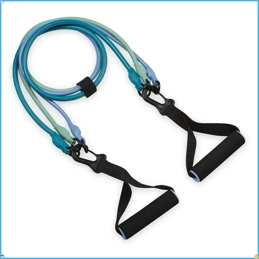 

Resistance Rope Set 3-in-1 - Interchangeable Tubes with Light Medium Heavy Bands - Ideal for Home & Travel Gym Use