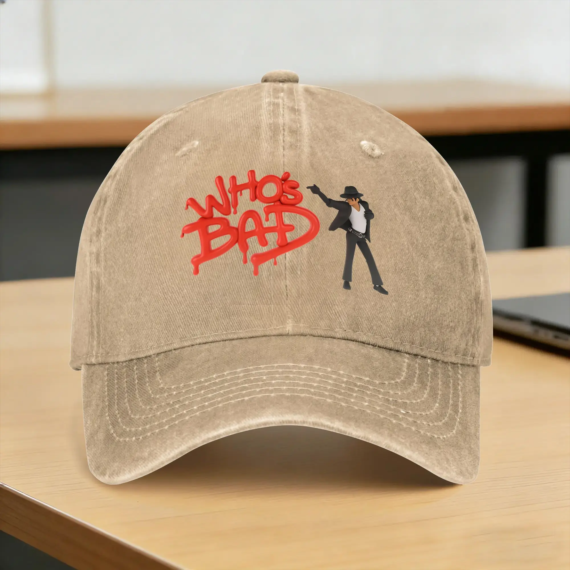Washed Baseball Cap MJ Who is Bad   Michaels Jacksons Summer Trucker Hat For Men Women  y2k Outdoor Sports Sun Baseball Caps