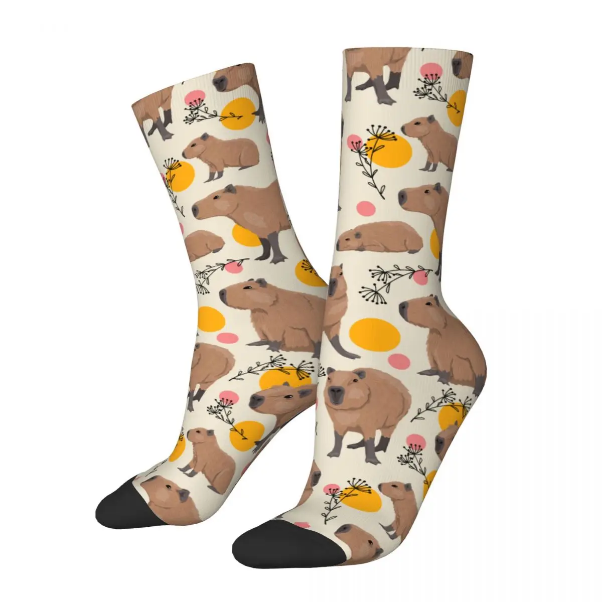 Cool Capybara Cartoon Skateboard Socks Polyester Long Socks for Unisex Sweat Absorbing