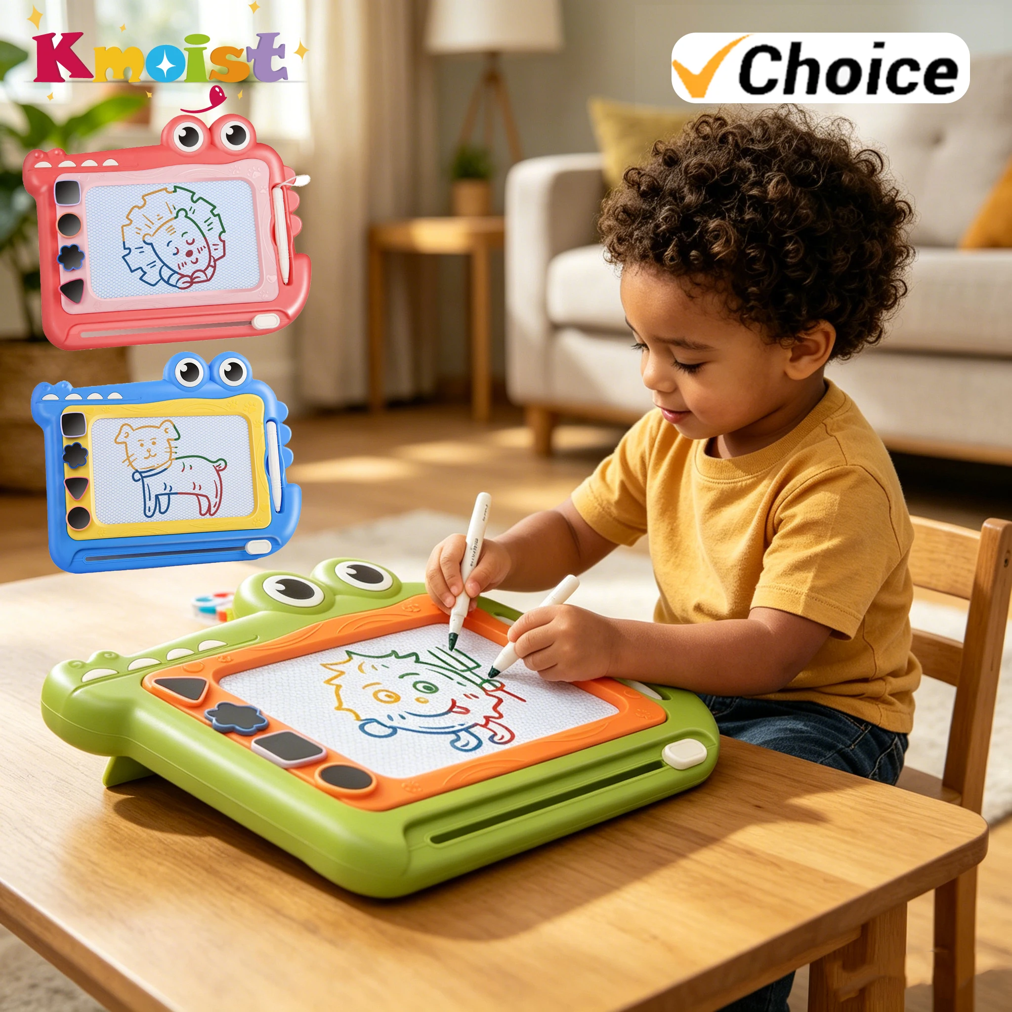 

Drawing Toy Children's Magnetic Drawing Board Cartoon Crocodile Colorful Scribbling Writing Board Toys for Boys Girls Kids Gifts
