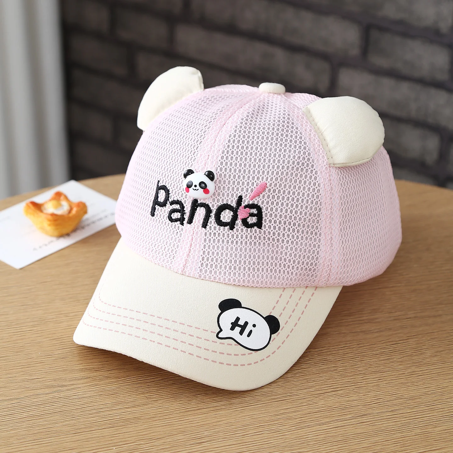 Baby Hat, Soft and Cute, with Embroidered Panda Design. Breathable Baseball Cap with No Brim and Available Worldwide. view 4