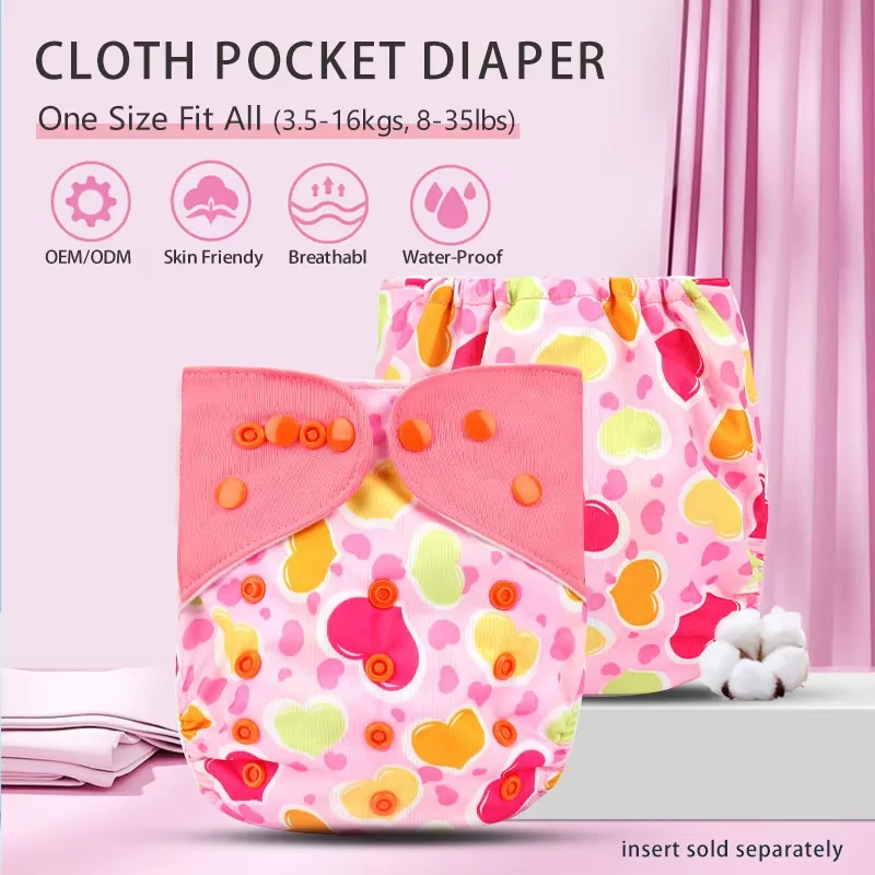AIO Reusable Baby Cloth Diaper - TPU Waterproof Cover with Fleece Fabric, Single Size (3-15kg) | Ideal for Daily Use & Travel