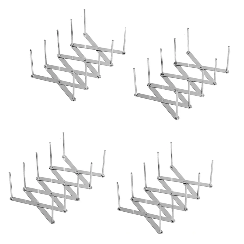 AT16 Pack of 4 Pot Lid Holders , Lid Holder Made of Stainless Steel, Rib Holder Length Adjustable, Lid Holder Drawer