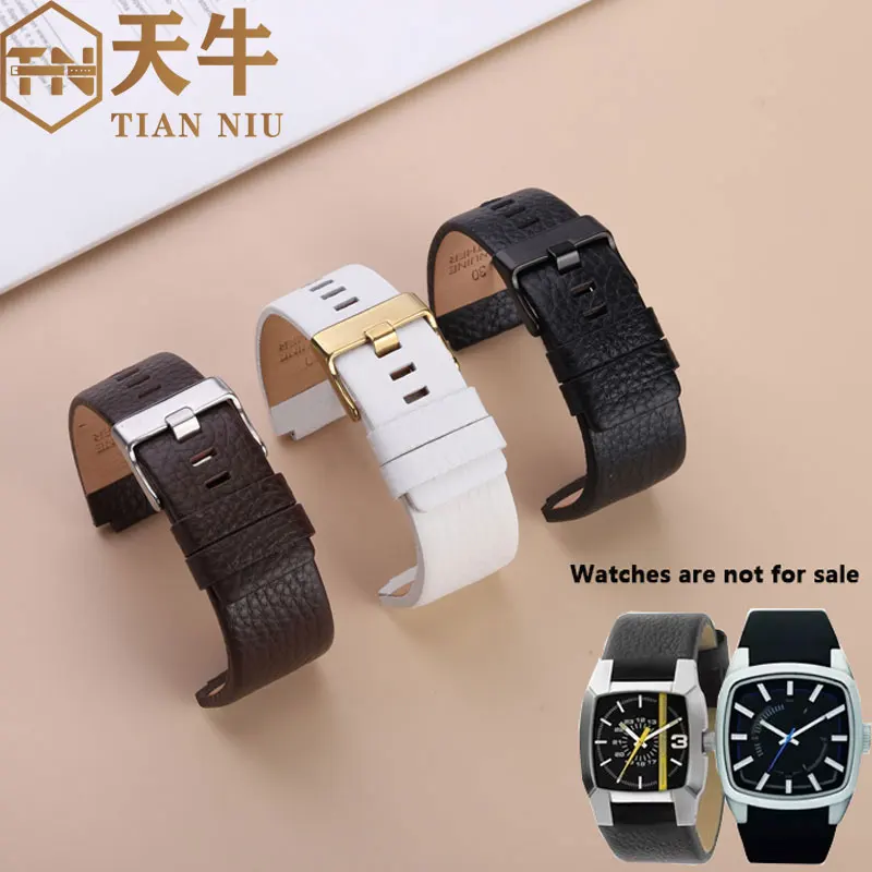 

28x20mm 30x20mm 30x22mmConvex Mouth Genuine Leather Watchband for Diesel DZ1089 DZ1123 DZ1132 Watch Strap men's Bracelet band
