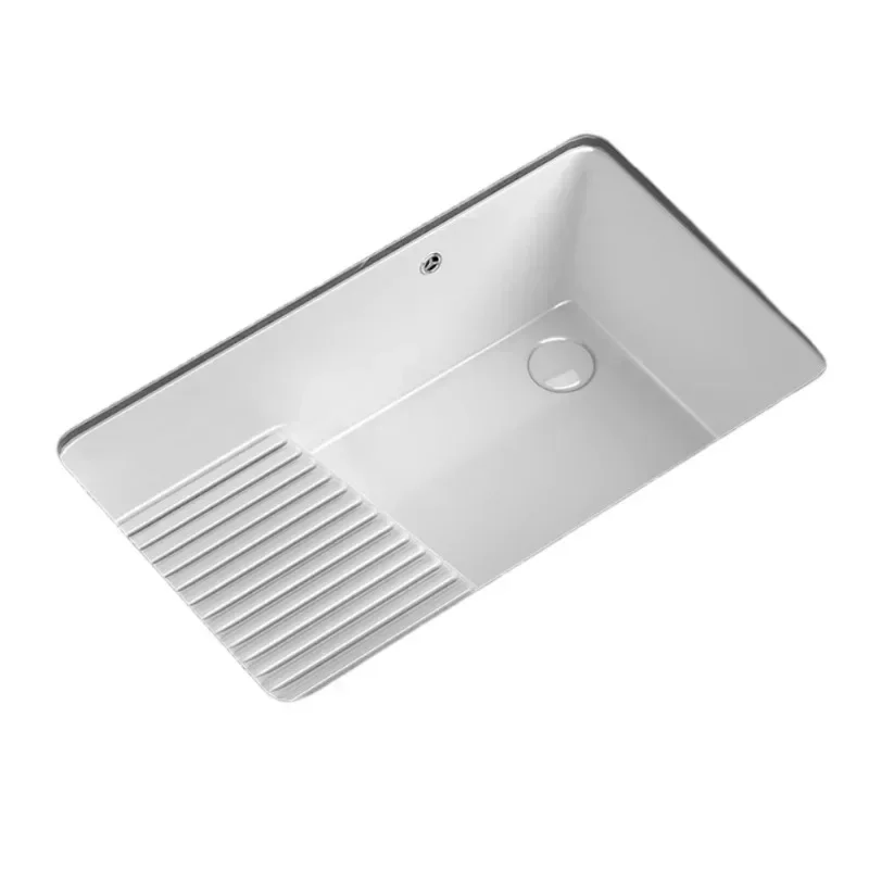 Side launching with rubbing board laundry basin deepened large capacity balcony laundry sink
