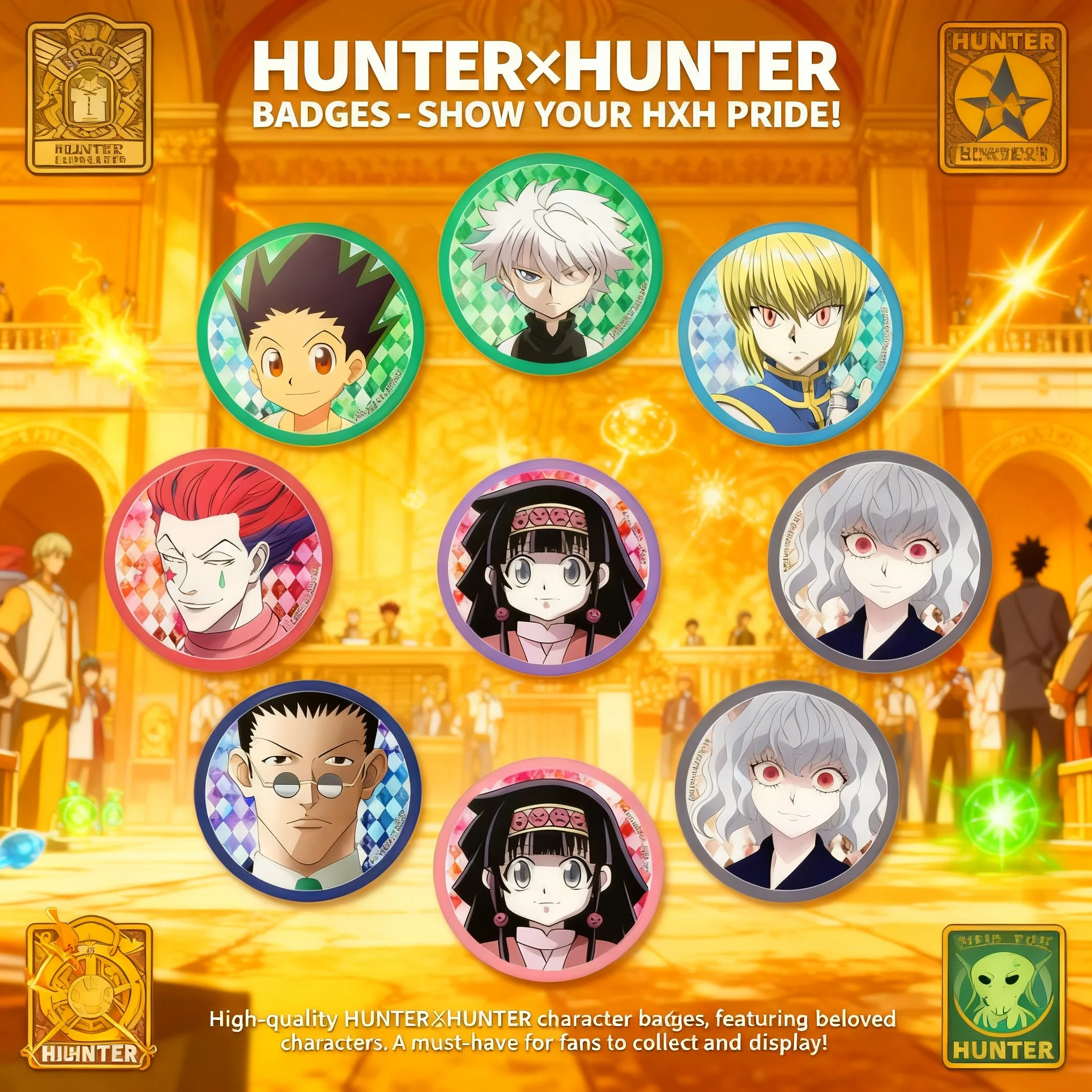 

Hunter X Hunter Anime Badge Fullmetal Aluts Keychain Refrigerator Magnet Cosplay Accessories Pins Brooch Hunterxhunter