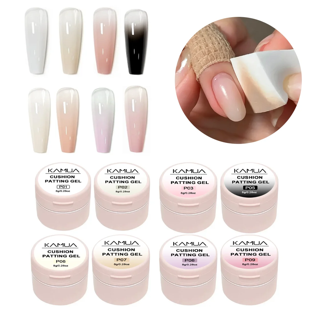 4pcs Cushion Patting Gel Set Soak‑off UV LED Nude White Black Gradient Sponge DIY Nail Art Manicure Salon Decoration Supplies