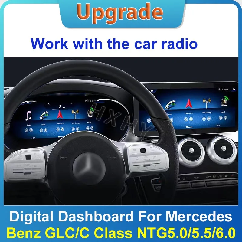 

New LCD Car Digital Cluster Instrument CockPit Android 13 Screen Speedmeter Dashboard For Benz GLC/C Class W205 X205 2015-2020