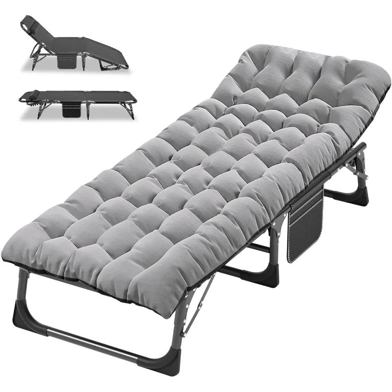 

ABORON Folding Camping Cot W/Mat for Adults, Adjustable Heavy Duty Outdoor Bed,1200 D Layer Oxford Travel Camp Cots