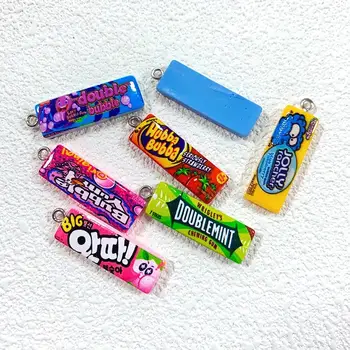 5 piezas de abalorios de resina con diseño divertido de chicle de burbujas, mini colgantes de caramelo de azúcar de dibujos animados, bricolaje para collares, llaveros, joyería. 10 best sales Chiclete - №6