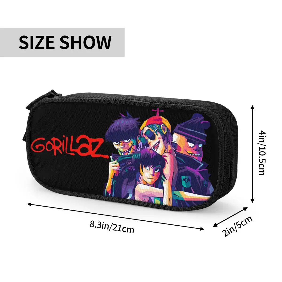 Imagem -06 - Gorillaz Band Pencil Cases Cute Music Pencilcases Pen Holder para Meninas e Meninos Grande Capacidade Bolsa Material Escolar Papelaria Presentes