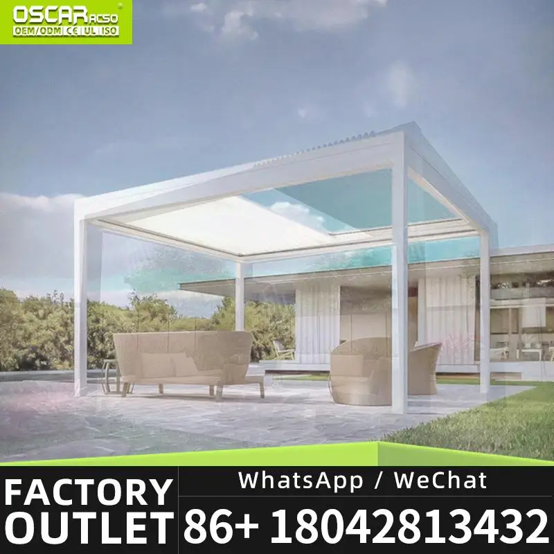 Pabellón Exterior Bioclimático de 6x3 m con Techo de Lamas Orientables y Control Remoto para Anexar a la Casa, Estructura de Sombreado para Exteriores en el Patio Trasero