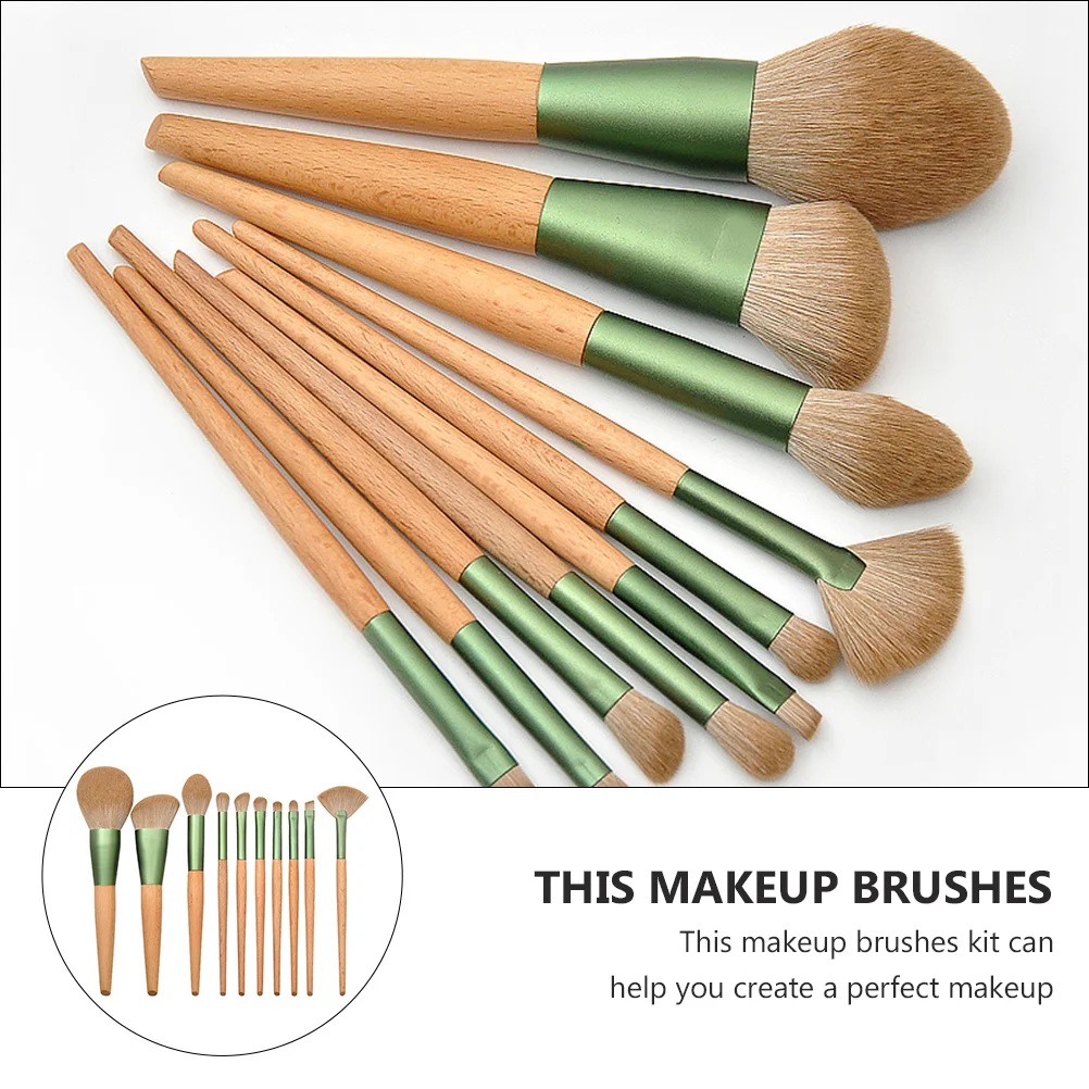 ชุดแปรงแต่งหน้าระดับพรีเมียม 10 ชิ้น ด้ามไม้ ชุดแปรงแต่งหน้าหลากหลายขนาดและรูปทรงเพื่อการแต่งหน้าที่สมบูรณ์แบบ เรียบเนียน สบาย