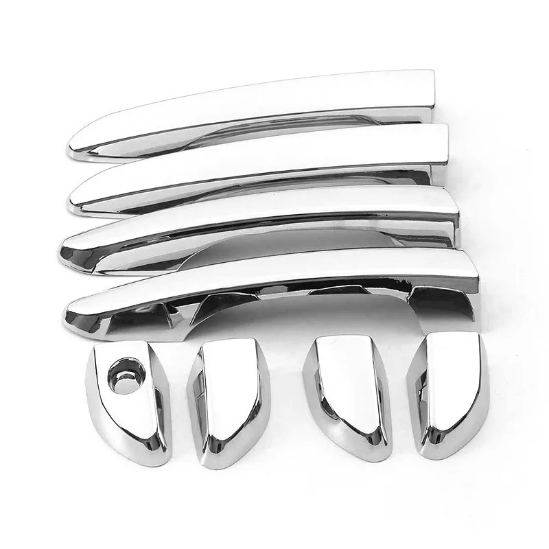 Обновление автомобиля, хромированная, серебристая, глянцевая, черная дверная ручка из углеродного волокна, крышка для Hyundai Kona 2018 2019 2020 2021 2022, украшение автомобиля