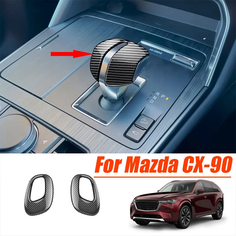 

Для Mazda CX-90 2024, углеродное волокно, АБС-пластик, салон автомобиля, ручка переключения передач, накладка