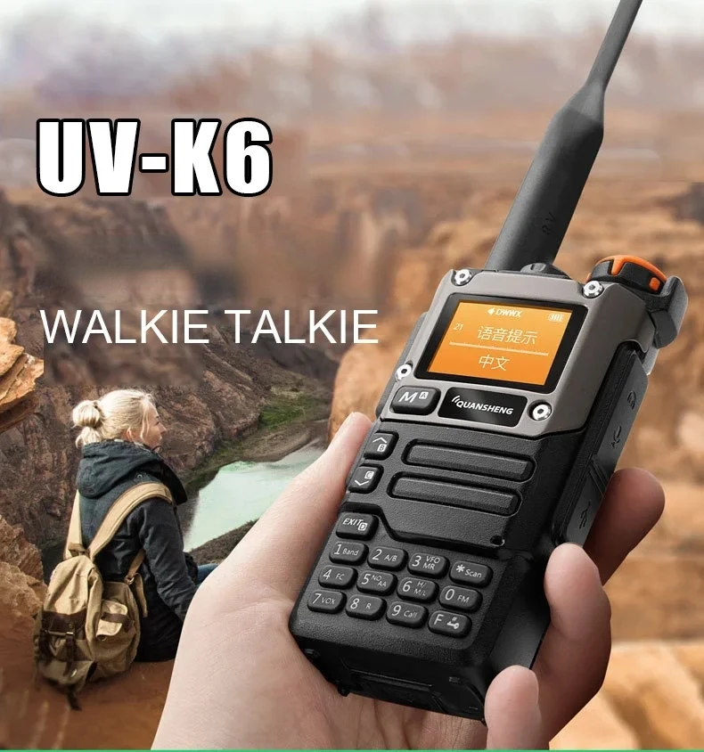 NEW Quansheng UV-K6 Walkie Talkie Air Band Radio TC Charge UHF VHF DTMF FM Scrambler NOAA Wireless Frequency Two Way CB Radio