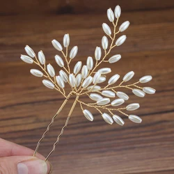 Handmade Floral Pearls Bride Hairpin Large Wedding Hair Pin Vine For Women Accessories Jewelry