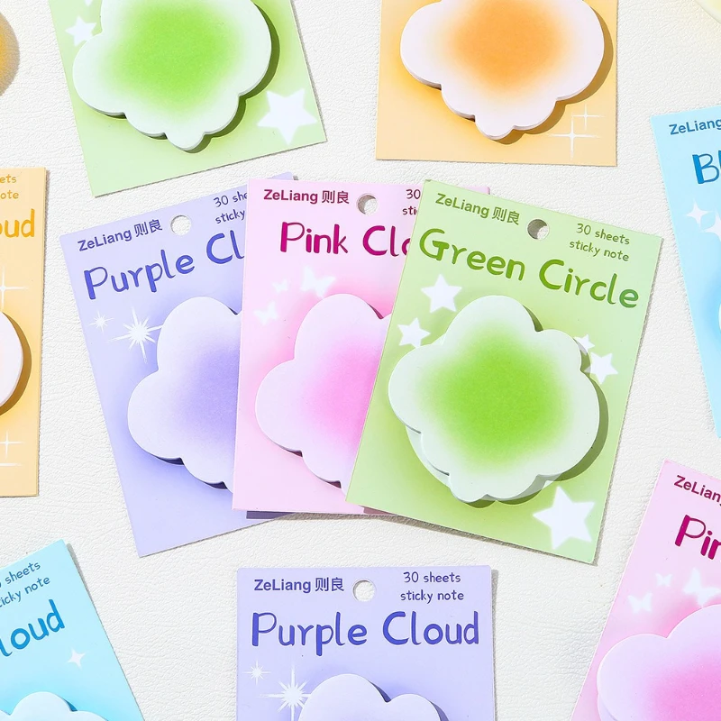 Kawai School Supplies Cute Profile Gradual Change Blush Cloud Notes Paper Can Be Torn Sticky Strong N Times Sticker Memo Pad