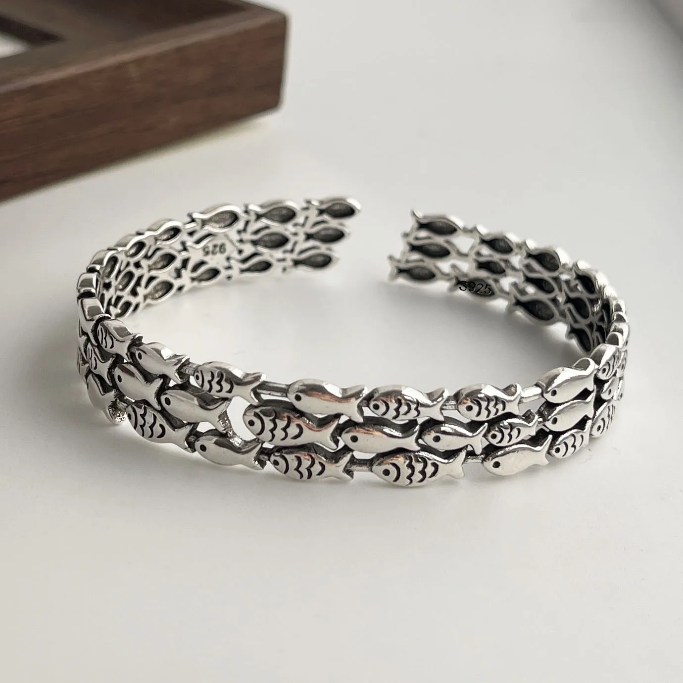 100 % massives 925er-Sterlingsilber-Retro-Armband für Damen und Herren, Vintage-Armband, handgefertigt, Blumenmuster, Geburtstagsgeschenk