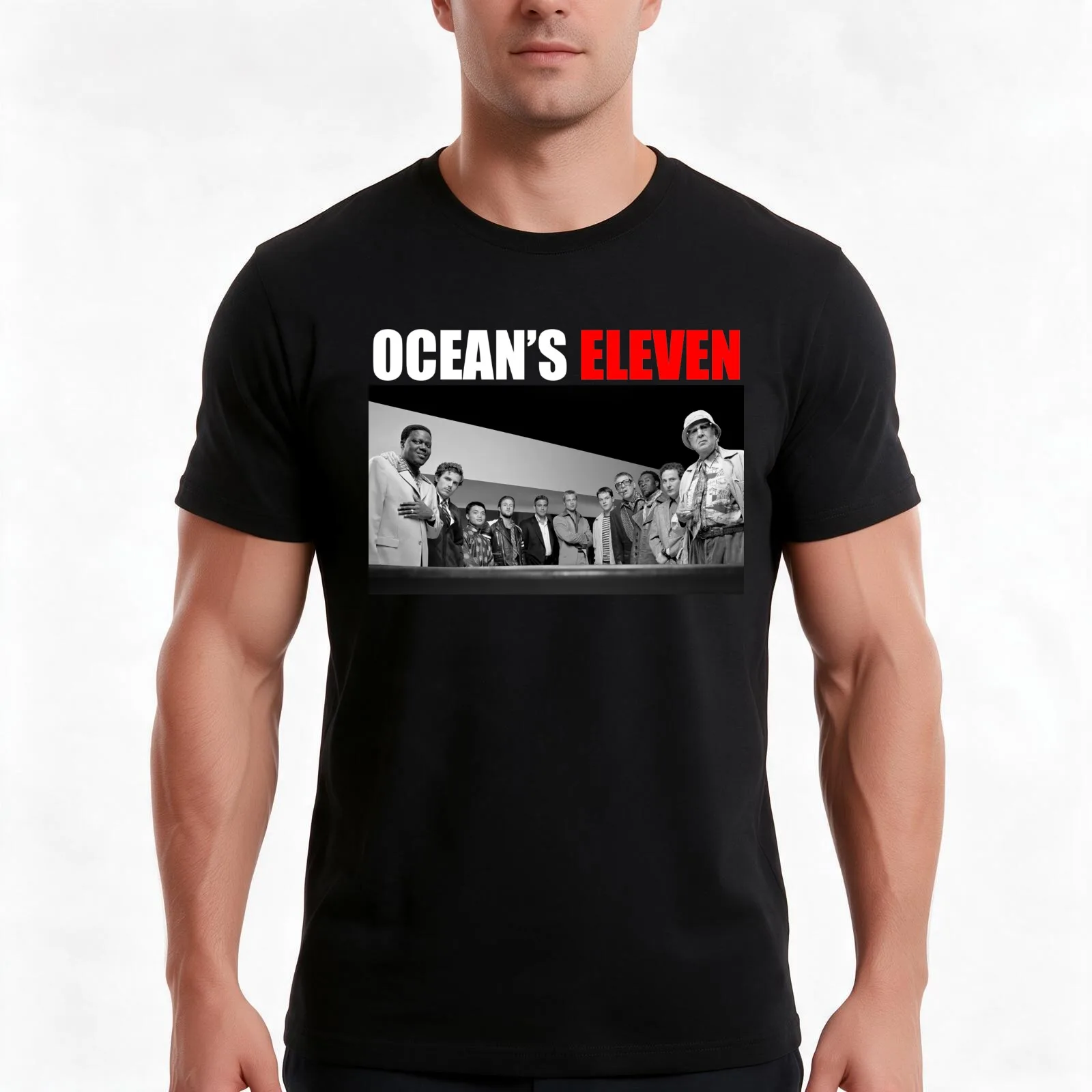 Ocean's Eleven Ensemble (2001) T-Shirt, Summer Casual Cotton Tee, Oversized Streetwear Tops, Vintage Graphic Print, 100% Cotton