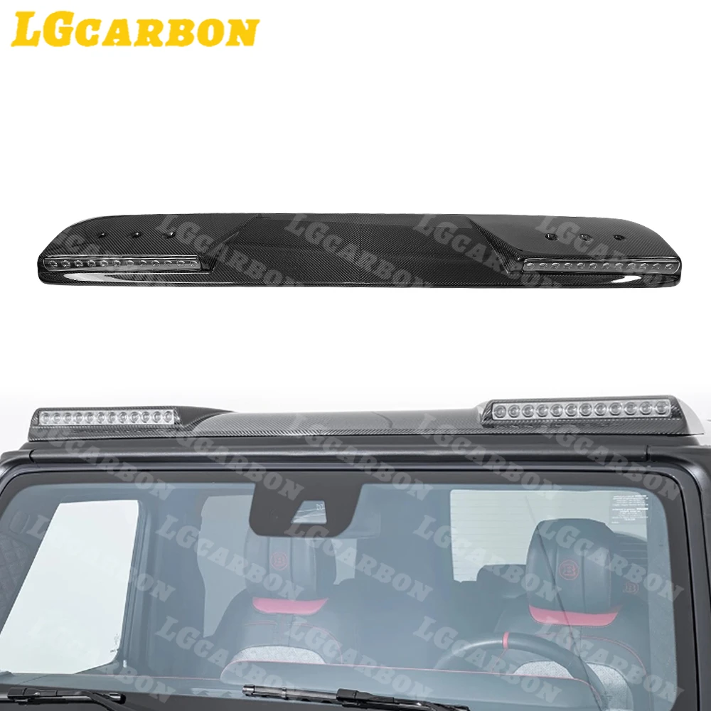 

Lgcarbon настоящее углеродное волокно передний спойлер на крышу со светодиодом для Mercedes G Wagon W463 W464 G550 G63 2019-2024 одноэтажный задний спойлер